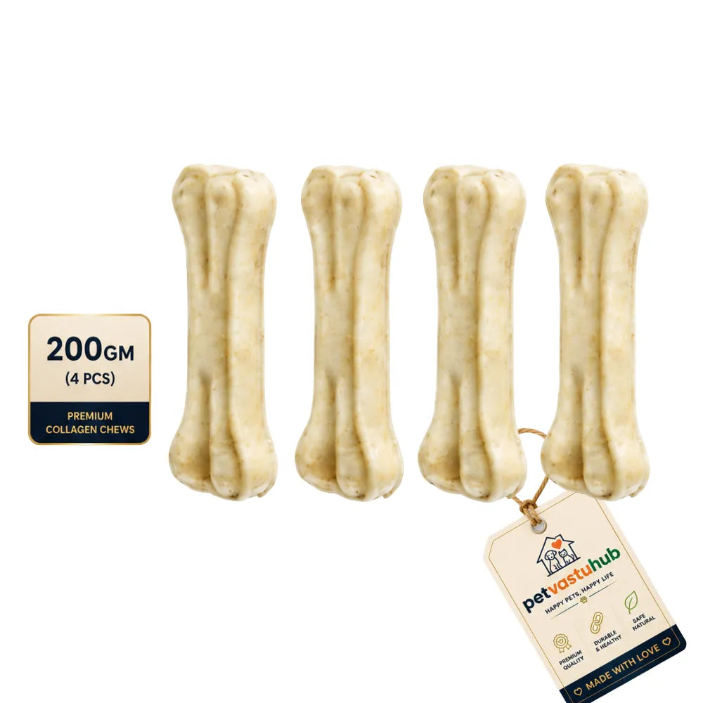 PetVastuHub Premium Rawhide-Free Collagen Dog Chew Bones (3-Inch, Chicken Flavor) - 200g Trial Pack