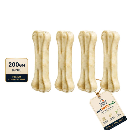 PetVastuHub Premium Rawhide-Free Collagen Dog Chew Bones (3-Inch, Chicken Flavor) - 200g Trial Pack