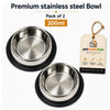 PetVastuHub Heavy-Duty Large Stainless Steel Dog Bowl Combo | 200 ml (Pack of 2) | Value Meal Set