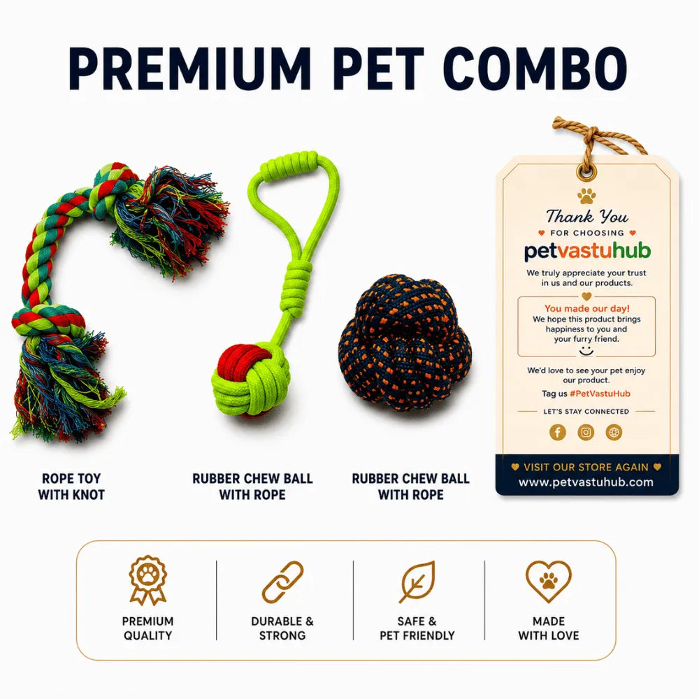 PetVastuHub The Ultimate Rope Lovers Pack - 3 Heavy-Duty Rope & Dental Toys