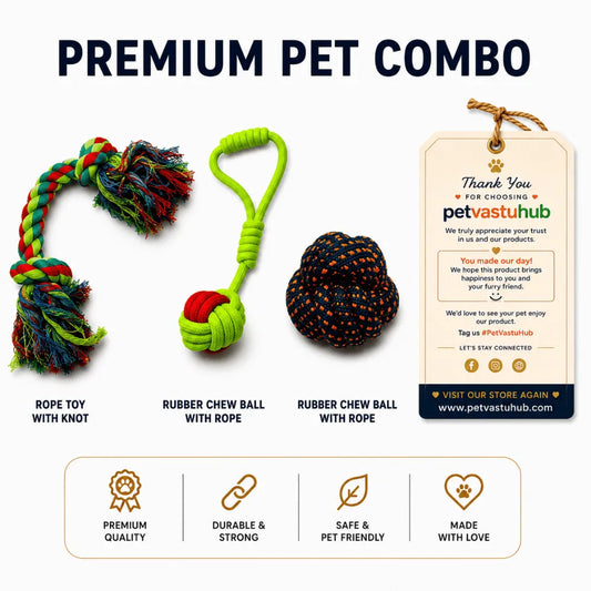 PetVastuHub The Ultimate Rope Lovers Pack - 3 Heavy-Duty Rope & Dental Toys