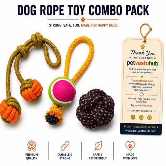 PetVastuHub Rope Toy Lovers - Pack of 3 Durable Cotton Chew & Fetch Toys