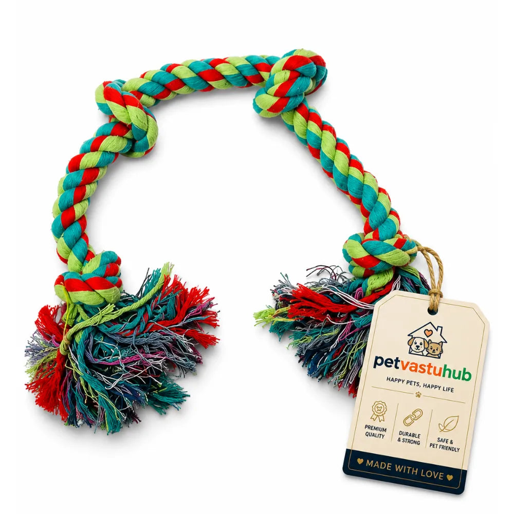 Extra Durable 5-Knot Cotton Rope Tug Toy for Large Dogs (Multi-Color)