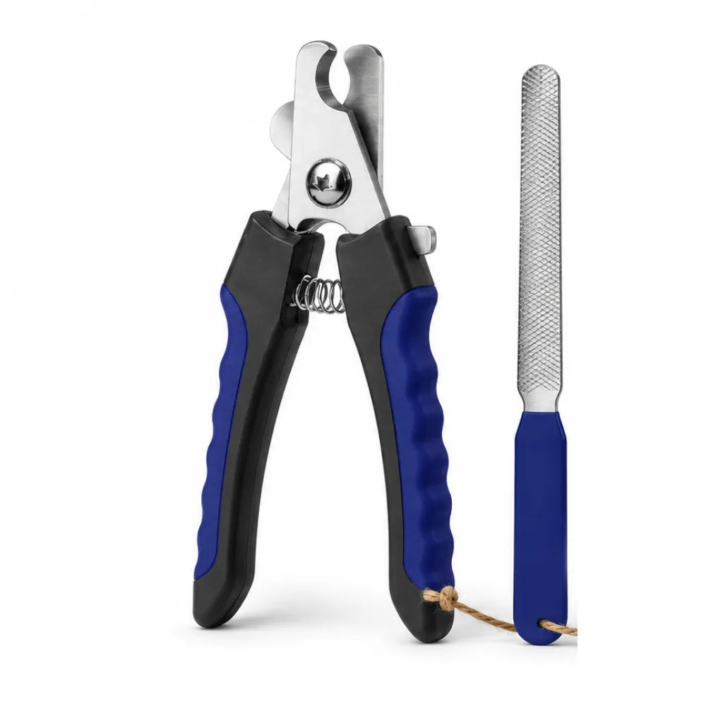 Professional Heavy-Duty Stainless Steel Nail Clipper & Filer Set for Dogs & Cats (Large)